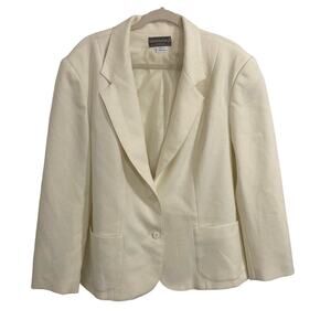 haberdashery II vintage polyester cream blazer size 20W shoulder pads 90s preppy